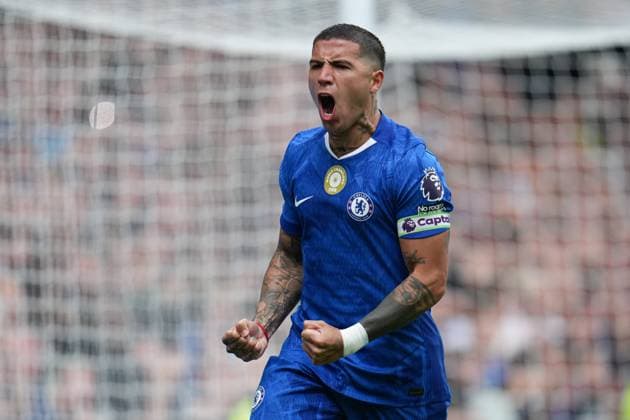 Premier League Chelsea v Fulham Enzo Fernandez of Chelsea celebrates goal during the Premier League match Chelsea vs Fulham at Stamford Bridge, London, United Kingdom, 30th August 2025 (Photo by Harvey Murphy News Images) Copyright: xHarveyxMurphy NewsxImagesx