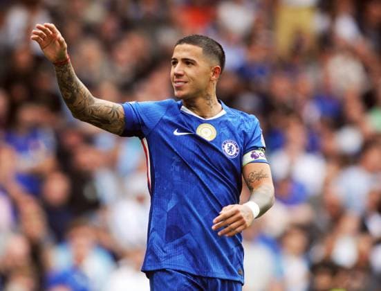 Football - 2025 2026 Premier League - Chelsea vs Fulham - Stamford Bridge - Saturday 30th August 2025 Enzo Fernandez celebrates scoring Chelsea™s 2nd goal 