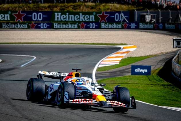 Formule 1 driver Isack Hadjar of Racing Bulls during the match Formula 1 Zandvoort saturday 2025, free practice and qualification at the Formula 1 circuit Zandvoort for the Formula One Zandvoort saturday 2025 season 2025-2026 in ZANDVOORT, Netherlands on 30 august 2025, (photo by Marcel van Dorst EYE4images DeFodi Images)