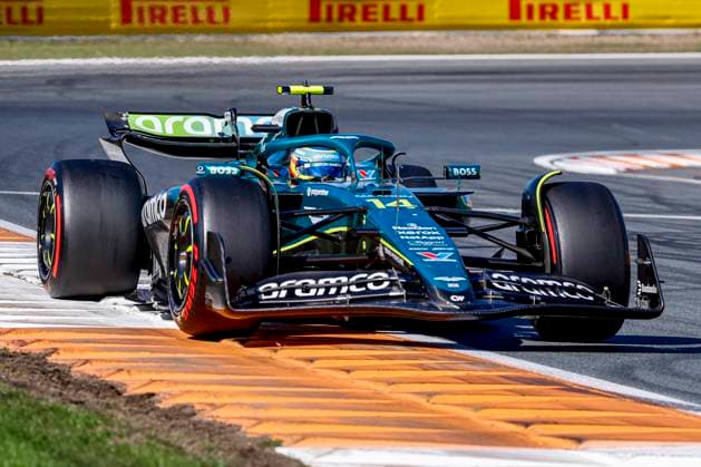 Fernando Alonso of Spain and Aston Martin F1 Team competing in the Qualification of the Formula 1 Heineken Dutch Grand Prix 2025 on Day 2 at Circuit Zandvoort on August 30, 2025 in Zandvoort, Netherlands. (Photo by Marcel ter Bals DeFodi Images)