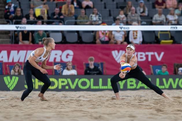RECORD DATE NOT STATED Beach Pro Tour - Elite 16 Hamburg, 30.08.2025 Lea Sophie Kunst (Player No. 2, GER), Paula Schürholz (Player No. 1; Beach Pro Tour - Elite 16 Hamburg am 30.08.2025 Copyright: xBEAUTIFULxSPORTS PeterxWeberx