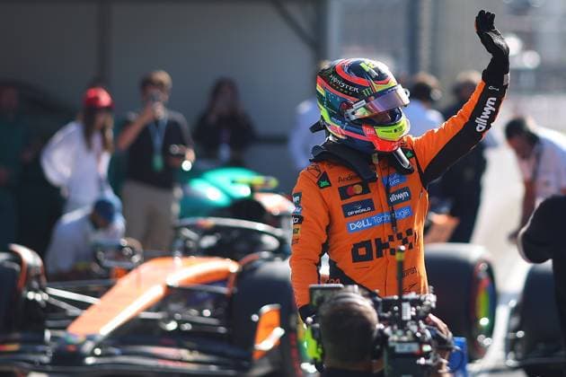 F1 Grand Prix of Netherlands Oscar Piastri of McLaren Formula 1 Team celebrates at the end of qualifying for the F1 Grand Prix of Netherlands at Zandvoort Circuit on August 30, 2025 in Zandvoort, Netherlands. Zandvoort Zandvoort Circuit Netherlands Copyright: xBasilex