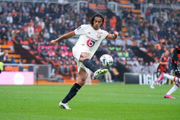 FOOTBALL : Lorient vs Lille - Ligue 1 - 30 08 2025 Ayyoub BOUADDI ( 32 - Lille ) during the Ligue 1 match between FC Lorient and Lille OSC at Stade Yves Allainmat on August 30, 2025 in Lorient, France. ( Photo by Federico Pestellini PsnewZ ) - LorientFrance  Copyright: xFedericoxPestellinix