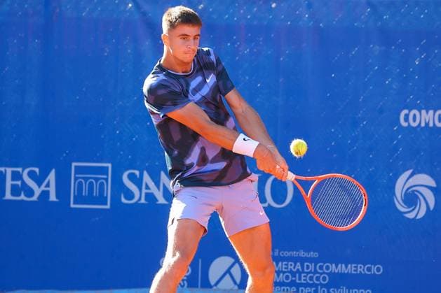 Duje Ajdukovic (CRO) during ATP, Tennis Herren Como Lake Challenger 2025, International Tennis match in Como, Italy, August 29 2025  Copyright: xRobertaxCorradin IPAxSportx xipa-agency.netx xx IPA_63673696 IPA_Agency_IPA63673696