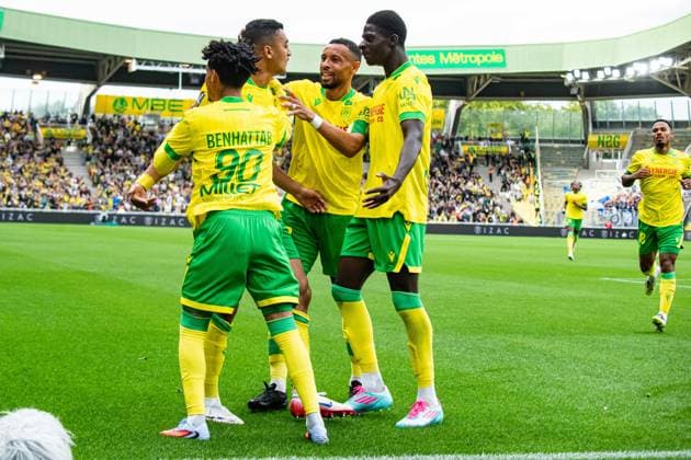 FOOTBALL : FC Nantes vs AJ Auxerre - Ligue 1 - JournÃ e 3 - 30 08 2025 Joie des joueurs du Fc Nantes aprÃ s le but de Mostafa Mohamed (FC NANTES) NantesFrance  Copyright: xBaptistexAutissierx