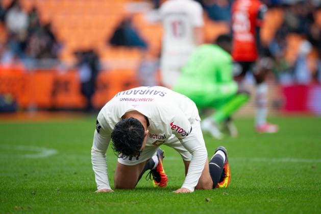 FOOTBALL : Lorient vs Lille - Ligue 1 - 30 08 2025 Osame Sahraoui ( 11 - Lille ) celebrates after scoring during the Ligue 1 match between FC Lorient and Lille OSC at Stade Yves Allainmat on August 30, 2025 in Lorient, France. ( Photo by Federico Pestellini PsnewZ ) - LorientFrance  Copyright: xFedericoxPestellinix