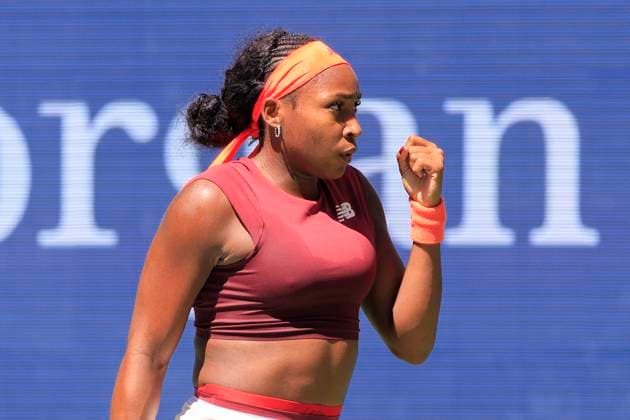 August 30, 2025, Flushing Meadows, New York, USA: Coco Gauff reacts after winning a game with team during a match against Magdalena Frech on Day 7 of the 2025 US Open at USTA Billie Jean King National Tennis Center on Saturday August 30, 2025 in the Flushing neighborhood of the Queens borough of New York City. JAVIER ROJAS PI Flushing Meadows USA - ZUMAp124 20250830_zaa_p124_033 Copyright: xJavierxRojasx