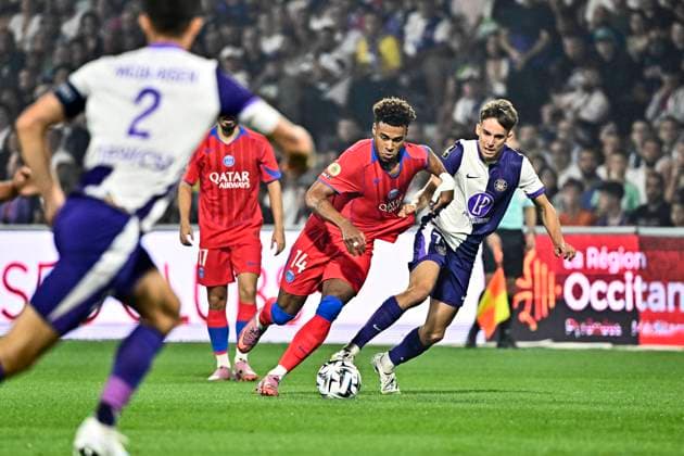 FOOTBALL : Toulouse vs PSG - 3eme Journee de Ligue 1 McDonald S - Toulouse - 30 08 2025 Desire Doue (psg) Toulouse  Copyright: xThierryxBretonx