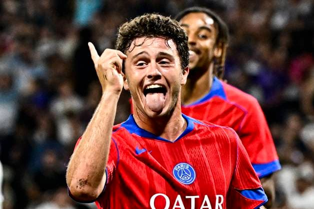 FOOTBALL : Toulouse vs PSG - 3eme Journee de Ligue 1 McDonald S - Toulouse - 30 08 2025 Joie 2eme but Joao Neves (psg) Toulouse  Copyright: xThierryxBretonx