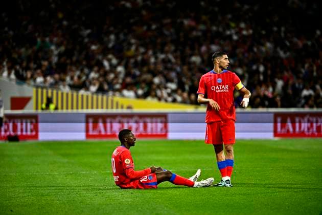FOOTBALL : Toulouse vs PSG - 3eme Journee de Ligue 1 McDonald S - Toulouse - 30 08 2025 Blessure et sortie de Ousmane Dembele (psg) Toulouse  Copyright: xThierryxBretonx