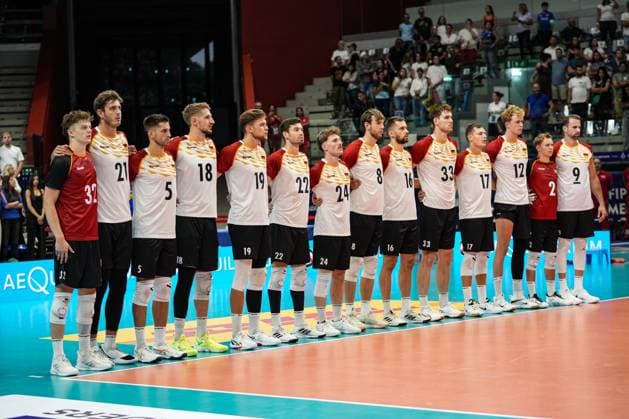 Line up German men s volleyball team during 2025 FIPAV Cup Men - Italy vs Germany, International volleyball match in Turin, Italy, August 30 2025  Copyright: xSilvanoxMarcoxCesario IPAxSportx xipa-agency.netx xx IPA_63694663 IPA_Agency_IPA63694663