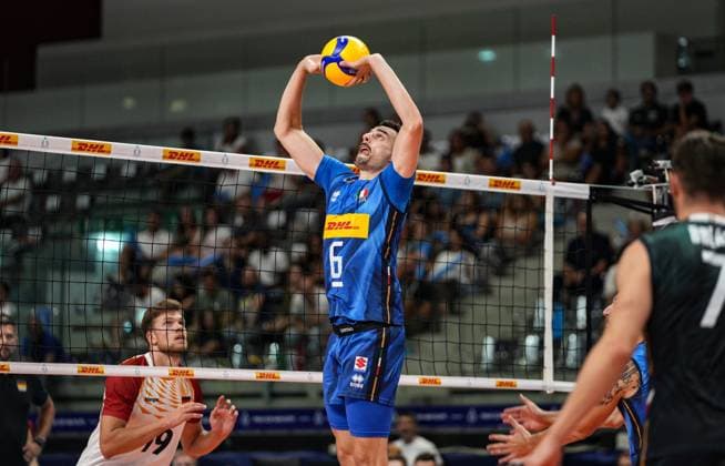 Giannelli Simone (ITA) in action during 2025 FIPAV Cup Men - Italy vs Germany, International volleyball match in Turin, Italy, August 30 2025  Copyright: xSilvanoxMarcoxCesario IPAxSportx xipa-agency.netx xx IPA_63694686 IPA_Agency_IPA63694686