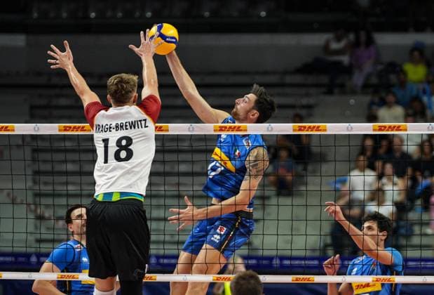 Anzani Simone (ITA) in action during 2025 FIPAV Cup Men - Italy vs Germany, International volleyball match in Turin, Italy, August 30 2025  Copyright: xSilvanoxMarcoxCesario IPAxSportx xipa-agency.netx xx IPA_63694696 IPA_Agency_IPA63694696