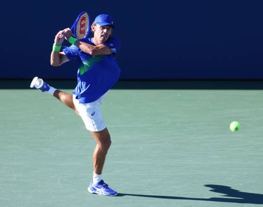 2025 US Open Tennis Championships, Day Seven, Billy Jean-King Tennis Centre, Flushing Meadows, New York, USA, 30 08 2025 Alex de Minaur (AUS) in action during his third round match against Daniel Altmaier (GER) in the 2025 US Open at Flushing Meadows New York Billy Jean King Tennis Centre, Flushing Meadows New York USA Copyright: xMarkxGreenwoodx
