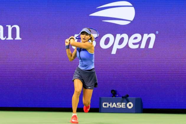 August 30, 2025, Flushing Meadows, New York, USA: Anna Kalinskaya a follow up to a two handed backhand during a match against Iga Swiatek on Day 7 of the 2025 US Open at USTA Billie Jean King National Tennis Center on Saturday August 30, 2025 in the Flushing neighborhood of the Queens borough of New York City. JAVIER ROJAS PI Flushing Meadows USA - ZUMAp124 20250830_zaa_p124_133 Copyright: xJavierxRojasx