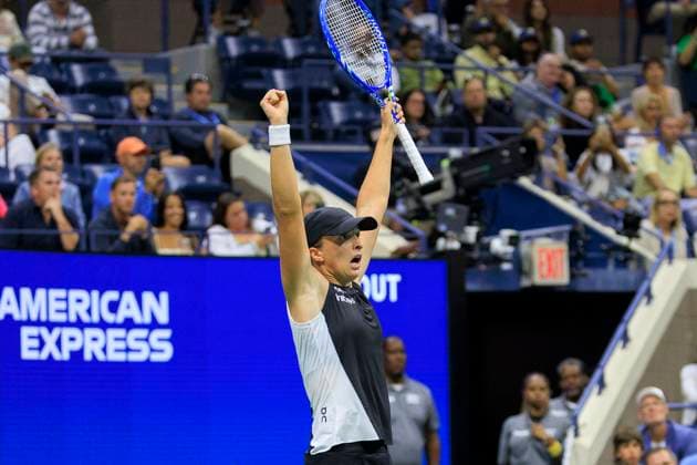 August 30, 2025, Flushing Meadows, New York, USA: Iga Swiatek reacts after winning her match match against Anna Kalinskaya on Day 7 of the 2025 US Open at USTA Billie Jean King National Tennis Center on Saturday August 30, 2025 in the Flushing neighborhood of the Queens borough of New York City. JAVIER ROJAS PI Flushing Meadows USA - ZUMAp124 20250830_zaa_p124_134 Copyright: xJavierxRojasx