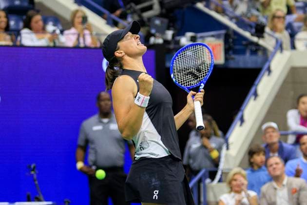 August 30, 2025, Flushing Meadows, New York, USA: Iga Swiatek reacts after winning her match match against Anna Kalinskaya on Day 7 of the 2025 US Open at USTA Billie Jean King National Tennis Center on Saturday August 30, 2025 in the Flushing neighborhood of the Queens borough of New York City. JAVIER ROJAS PI Flushing Meadows USA - ZUMAp124 20250830_zaa_p124_136 Copyright: xJavierxRojasx