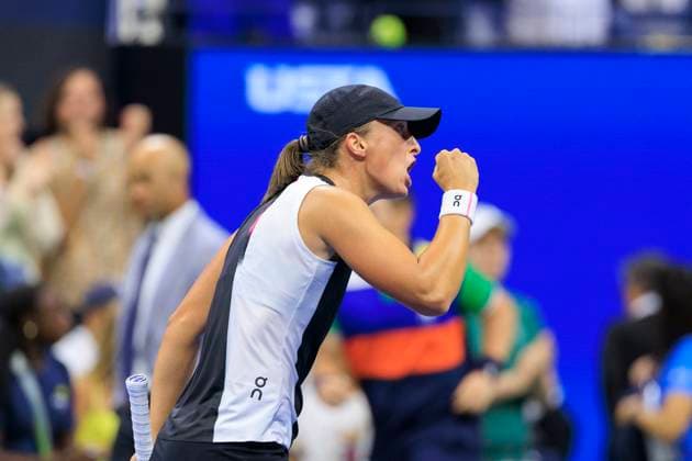 August 30, 2025, Flushing Meadows, New York, USA: Iga Swiatek reacts after winning her match match against Anna Kalinskaya on Day 7 of the 2025 US Open at USTA Billie Jean King National Tennis Center on Saturday August 30, 2025 in the Flushing neighborhood of the Queens borough of New York City. JAVIER ROJAS PI Flushing Meadows USA - ZUMAp124 20250830_zaa_p124_142 Copyright: xJavierxRojasx