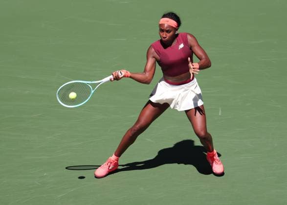 Coco Gauff, von oben, US Open Championships 2023, USTA Billie Jean King National Tennis Center, Flushing Meadows, New York, USA . Copyright: xJuergenxHasenkopfx