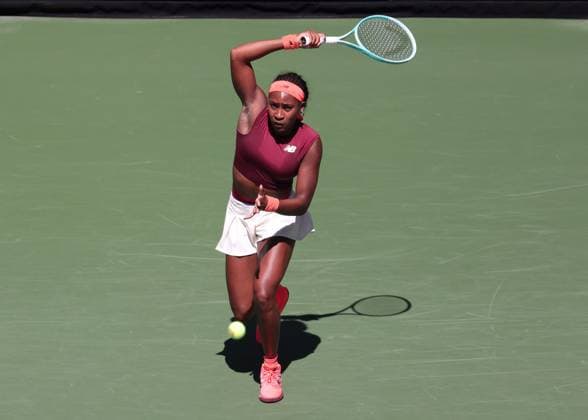 Coco Gauff, von oben, US Open Championships 2023, USTA Billie Jean King National Tennis Center, Flushing Meadows, New York, USA . Copyright: xJuergenxHasenkopfx