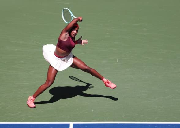 Coco Gauff, von oben, US Open Championships 2023, USTA Billie Jean King National Tennis Center, Flushing Meadows, New York, USA . Copyright: xJuergenxHasenkopfx