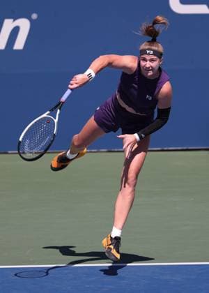 Karolina Muchova, von oben, US Open Championships 2023, USTA Billie Jean King National Tennis Center, Flushing Meadows, New York, USA . Copyright: xJuergenxHasenkopfx