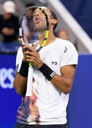 August 30, 2025, Flushing Meadows, New York, USA: Felix Auger-Aliassime reacts to a close line call for a game during a match against Alexander Zverev on Day 7 of the 2025 US Open at USTA Billie Jean King National Tennis Center on Saturday August 30, 2025 in the Flushing neighborhood of the Queens borough of New York City. JAVIER ROJAS PI Flushing Meadows USA - ZUMAp124 20250830_zaa_p124_176 Copyright: xJavierxRojasx