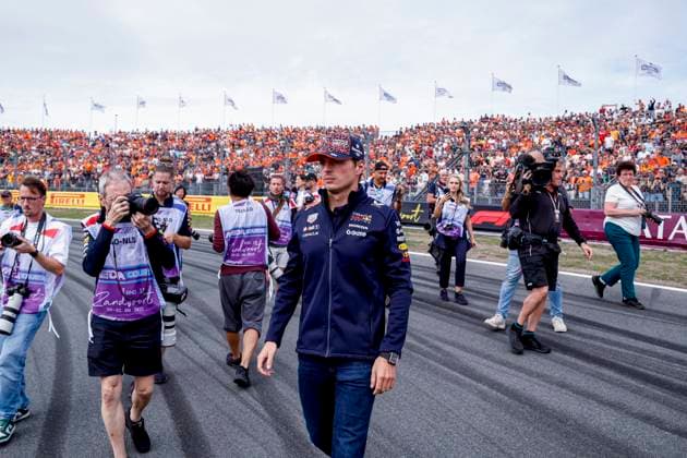 Drivers Parade Max Verstappen of the Netherlands and Oracle Red Bull Racing looks on and in the orange arena during the Formula 1 Heineken Dutch Grand Prix 2025 on Day 3 at Circuit Zandvoort on August 31, 2025 in Zandvoort, Netherlands. (Photo by Marcel ter Bals DeFodi Images)