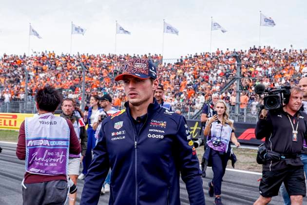 Drivers Parade Max Verstappen of the Netherlands and Oracle Red Bull Racing looks on and in the orange arena during the Formula 1 Heineken Dutch Grand Prix 2025 on Day 3 at Circuit Zandvoort on August 31, 2025 in Zandvoort, Netherlands. (Photo by Marcel ter Bals DeFodi Images)