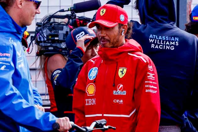 Drivers Parade Lewis Hamilton of the United Kingdom and Scuderia Ferrari HP F1 Team looks on during the Formula 1 Heineken Dutch Grand Prix 2025 on Day 3 at Circuit Zandvoort on August 31, 2025 in Zandvoort, Netherlands. (Photo by Marcel ter Bals DeFodi Images)