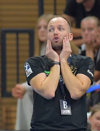 30.08.2025, Dresdens Trainer André Haber, Handball, 2. Bundesliga, HC Elbflorenz Dresden-SG BBM Bietigheim 24:28, (c) Dresden