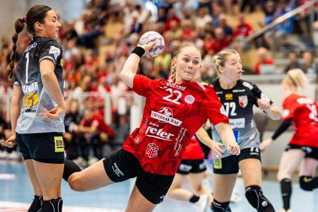 31.08.2025, GER, Handball, Frauen, Saison 2025 2026, Alsco 1.Bl, 1.Spieltag, Thueringer HC - SV Union Halle-Neustadt Wildcats Rikke Hoffbeck Petersen (Thueringer HC,22) 99947 Bad Langensalza Salza Halle Sporthalle Mehrz Thüringen Deutschland