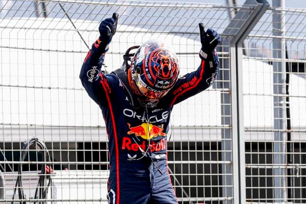 finished P2 Max Verstappen of the Netherlands and Oracle Red Bull Racing celebrates during the Formula 1 Heineken Dutch Grand Prix 2025 on Day 3 at Circuit Zandvoort on August 31, 2025 in Zandvoort, Netherlands. (Photo by Marcel ter Bals DeFodi Images)