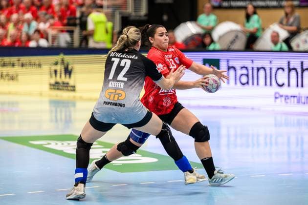 Ilona, Kieffer (Rueckraum Rechts, SV Union Halle-Neustadt, 72), Giulia, Guarieiro (Rueckraum, Thueringer HC, 13) GER, Thueringen, Thueringer HC gegen SV Union Halle-Neustadt, Alsco Handball Bundesliga Frauen, 1. Handballbundesliga Frauen, Handball, 1.Spieltag, Saison 2025 2026, Sonntag, 15.00 Uhr, 31.08.2025 GER, Thueringen, Thueringer HC gegen SV Union Halle-Neustadt, Alsco Handball Bundesliga Frauen, 1. Handballbundesliga Frauen, Handball, 1.Spieltag, Saison 2025 2026, Sonntag, 15.00 Uhr, 31.08.2025 Bad Langensalza Copyright: xEibner-Pressefoto MartinxHerbstx EP_MHT