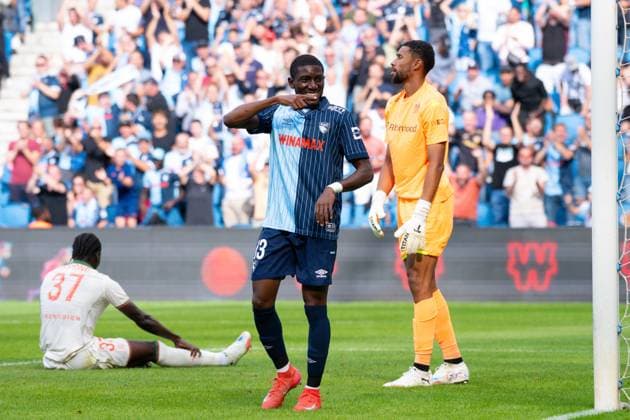 FOOTBALL : Le Havre vs Nice - Ligue 1 - 31 08 2025 Fode Doucoure ( 13 - Le Havre ) celebrates after scoring during the Ligue 1 match between Havre AC and OGC Nice at Stade Oceane on August 31, 2025 in Le Havre, France. ( Photo by Federico Pestellini PsnewZ ) - Le HavreFrance  Copyright: xFedericoxPestellinix