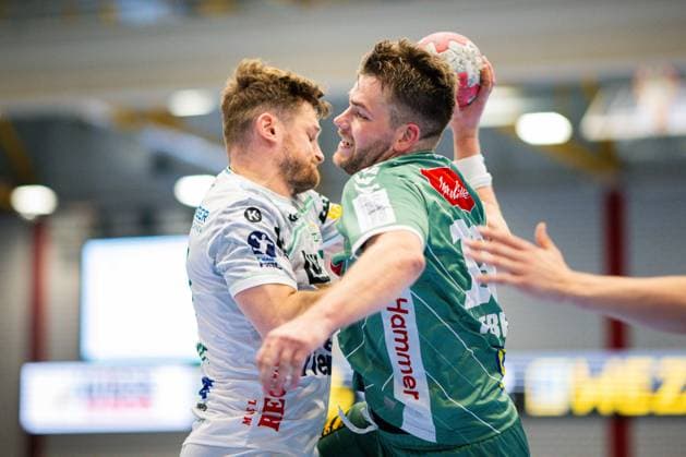 31.08.2025 - Handball, 2025 2026, 1. Bundesliga, 1. Spieltag, GWD Minden - Frisch auf Göppingen: (L-R) David Schmidt (Göppingen), Ian Weber (Minden)