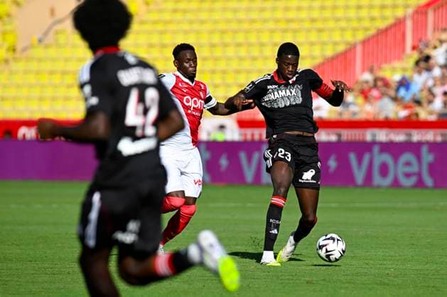 FOOTBALL : AS Monaco VS RC Strasbourg Alsace - Ligue 1 Mcdonald s - 31 08 2025 Mamadou Sarr (RC Strasbourg) - Ligue 1 Mcdonald s match between AS Monaco and Racing Club de Strasbourg Alsace on August 31, 2025 at the Louis II Stadium in Monaco. MonacoMonaco  Copyright: xWilliamxCannarellax