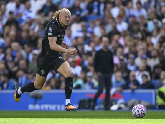 Brighton, England, August 31 2025: Manchester City s Erling Haaland during the Premier League match between Brighton and Hove Albion and Manchester City at the American Express Stadium. (Photo by David Horton Sports Press Photo) Copyright: xDavidxHorton SportsxPressxPhotox Sportspressphoto_SPR19086