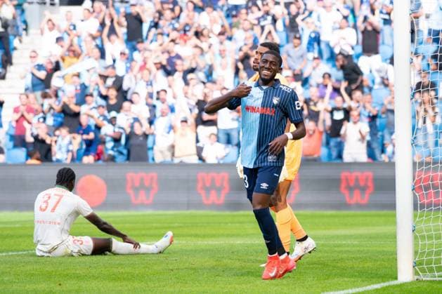 FOOTBALL : Le Havre vs Nice - Ligue 1 - 31 08 2025 Fode Doucoure ( 13 - Le Havre ) celebrates after scoring during the Ligue 1 match between Havre AC and OGC Nice at Stade Oceane on August 31, 2025 in Le Havre, France. ( Photo by Federico Pestellini PsnewZ ) - Le HavreFrance  Copyright: xFedericoxPestellinix