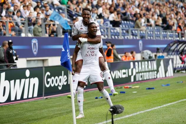 August 31, 2025, Paris, Paris, France: Sabidou Sano of FC METZ celebrate after scoring during the league 1 MacDonald day 3 match between Paris FC and FC Metz at Jean Bouin Stadium - on August 31 2025.Paris - France Paris France - ZUMAb253 20250831_zsp_b253_008 Copyright: xLoicxBaratouxx