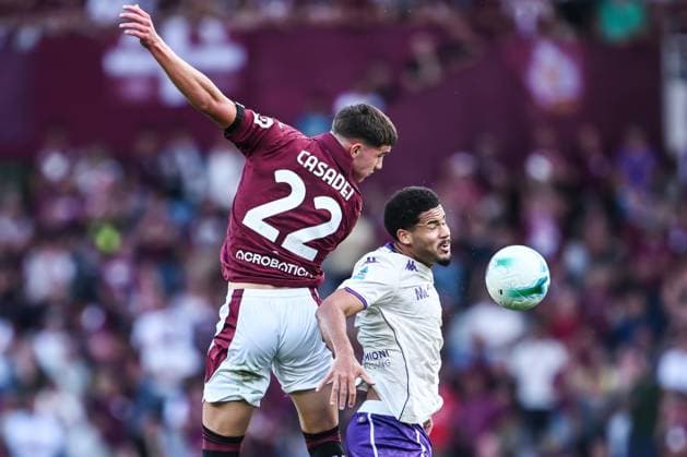 Cm Torino 31 08 2025 - campionato di calcio serie A Torino-Fiorentina foto Cristiano Mazzi Image nella foto: Cesare Casadei-Simon Sohm 