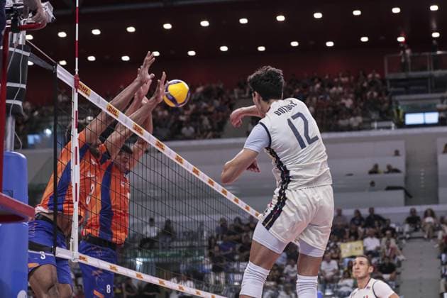 12 Bottolo Mattia (Italian national volleyball team) during 2025 FIPAV Cup Men - Italy vs Holland, International volleyball match in Turin, Italy, August 31 2025  Copyright: xNorbertoxMaccagno IPAxSportx xipa-agency.netx xx IPA_63784551 IPA_Agency_IPA63784551