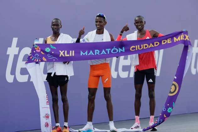 XLII Telcel Marathon 2025 Mexico City Edwin Kiprop Kiptoo (3rd place), Tadu Abate Deme (1st place), and Bernard Kipkorir (2nd place) compete in the men s elite category of the XLII Telcel Marathon in Mexico City, Mexico, on August 31, 2025. Mexico City Mexico City Mexico  Copyright: xGerardoxVieyrax originalFilename:vieyra-notitle250831_np5Kt.jpg