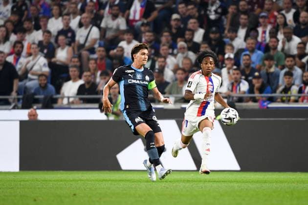 Olympique Lyonnais v Olympique de Marseille - Ligue 1 McDonald s 2025 2026 11 Malick FOFANA (ol) - 05 Leonardo Julian BALERDI ROSA (om) during the Ligue 1 McDonald s match between Lyon and Marseille at Groupama Stadium on August 31, 2025 in Lyon, France. Lyon France  Copyright: xFEPx 776348118