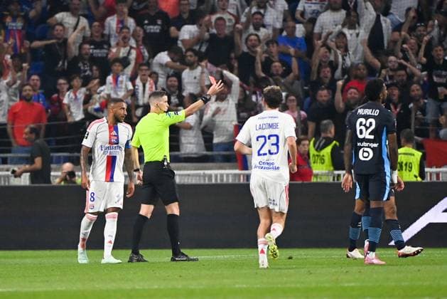 Olympique Lyonnais v Olympique de Marseille - Ligue 1 McDonald s 2025 2026 08 Corentin TOLISSO (ol) - Francois LETEXIER (ARBITRE) during the Ligue 1 McDonald s match between Lyon and Marseille at Groupama Stadium on August 31, 2025 in Lyon, France. Lyon France  Copyright: xFEPx 776348118
