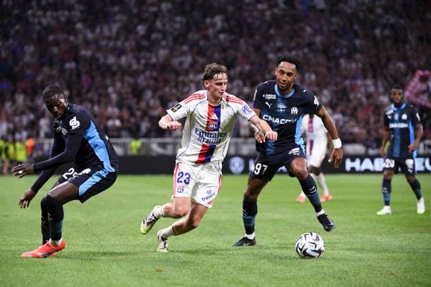 Olympique Lyonnais v Olympique de Marseille - Ligue 1 McDonald s 2025 2026 23 Tyler MORTON (ol) - 97 Pierre-Emerick AUBAMEYANG (om) during the Ligue 1 McDonald s match between Lyon and Marseille at Groupama Stadium on August 31, 2025 in Lyon, France. Lyon France  Copyright: xFEPx 776348118