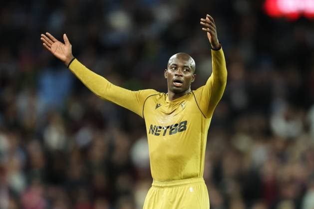 Birmingham, England, 31st August 2025. Jean-Philippe Mateta of Crystal Palace reacts during the Aston Villa vs Crystal Palace Premier League match at Villa Park, Birmingham. Picture credit should read: Jessica Hornby Sportimage EDITORIAL USE ONLY. No use with unauthorised audio, video, data, fixture lists, club league logos or live services. Online in-match use limited to 120 images, no video emulation. No use in betting, games or single club league player publications. SPI_079_JH_Villa_Palace SPI-4102-0079