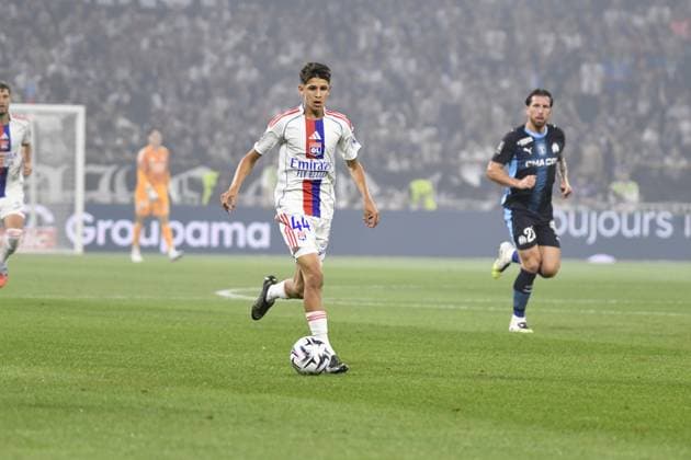Football : Olympique Lyonnais V Olympique de Marseille - ligue 1 31 08 2025 Merah k halis of Lyon during the French L1 football match between Olympique Lyonnais and Olympique Marseille at the Groupama stadium in Decines-Charpieu Lyon, France on August 31, 2025  Copyright: xMourad_ALLILIx