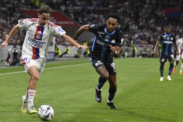 Football : Olympique Lyonnais V Olympique de Marseille - ligue 1 31 08 2025 Tyler MORTON of Lyon during the French L1 football match between Olympique Lyonnais and Olympique Marseille at the Groupama stadium in Decines-Charpieu Lyon, France on August 31, 2025  Copyright: xMourad_ALLILIx