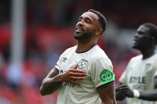Nottingham, England, 31st August 2025. Callum Wilson of West Ham United celebrates after scoring a goal to make it 0-3 during the Nottingham Forest vs West Ham United Premier League match at the City Ground, Nottingham. Picture credit should read: James Baylis Sportimage EDITORIAL USE ONLY. No use with unauthorised audio, video, data, fixture lists, club league logos or live services. Online in-match use limited to 120 images, no video emulation. No use in betting, games or single club league player publications. SPI_116_JB_FOREST_WESTHAM SPI-4100-0116